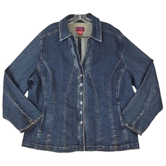 Westport ~Woman Size 18/20~ Blue Denim Jean Trucker Jacket Metal Button Up. - Picture 12 of 12